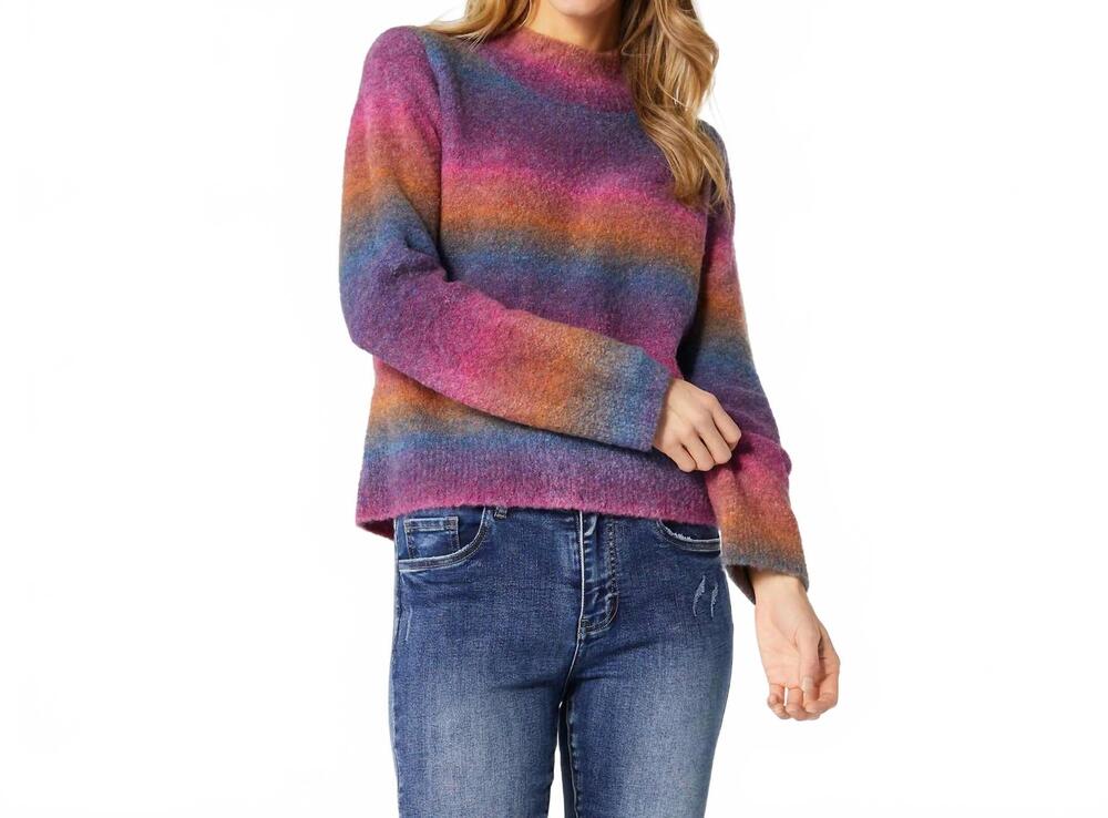 NEW COCO + CARMEN rachel fuzzy ombre sweater in purple